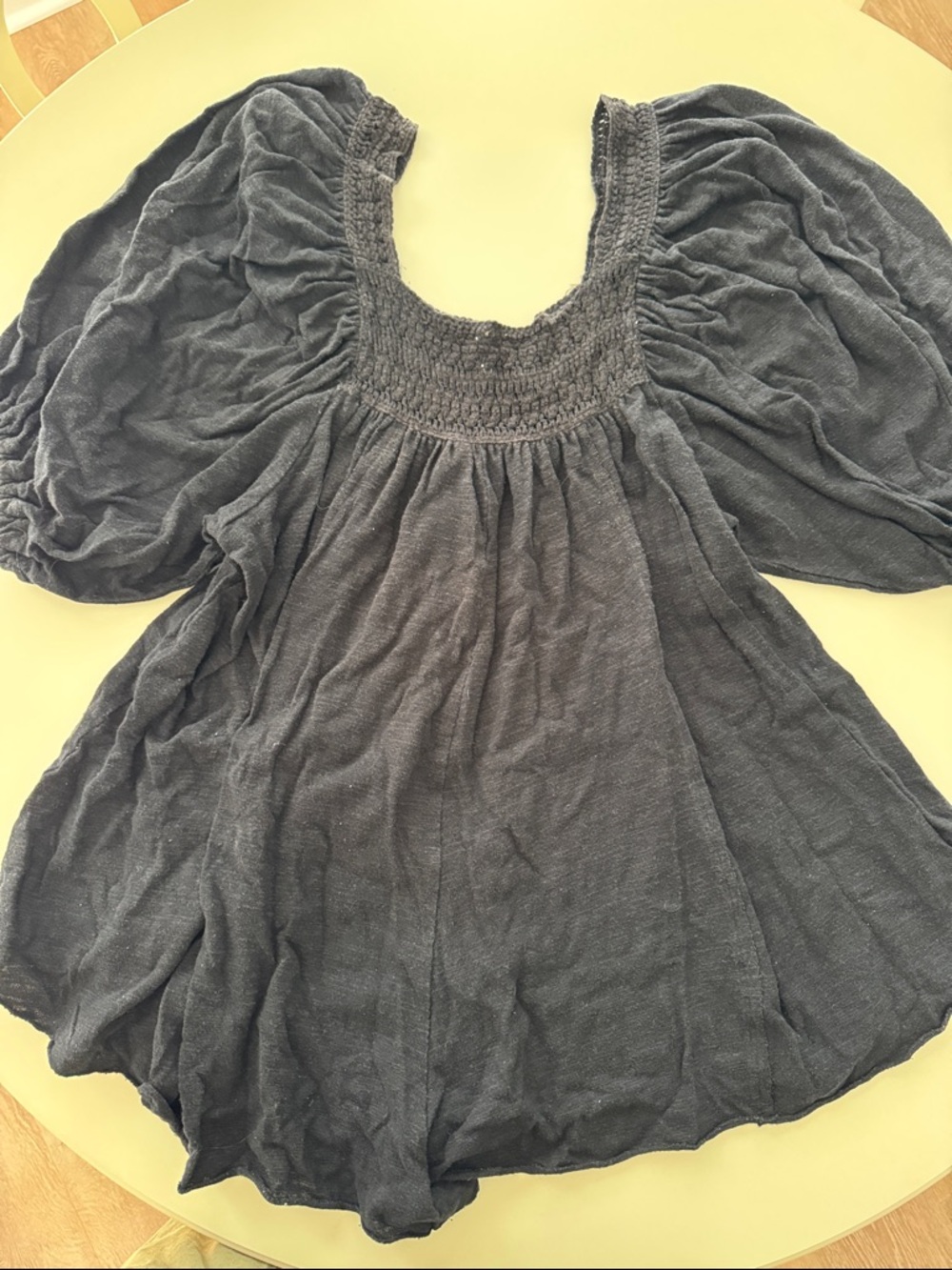 Free People Boho  Smocked Scoop Neck Women's Romper in Black